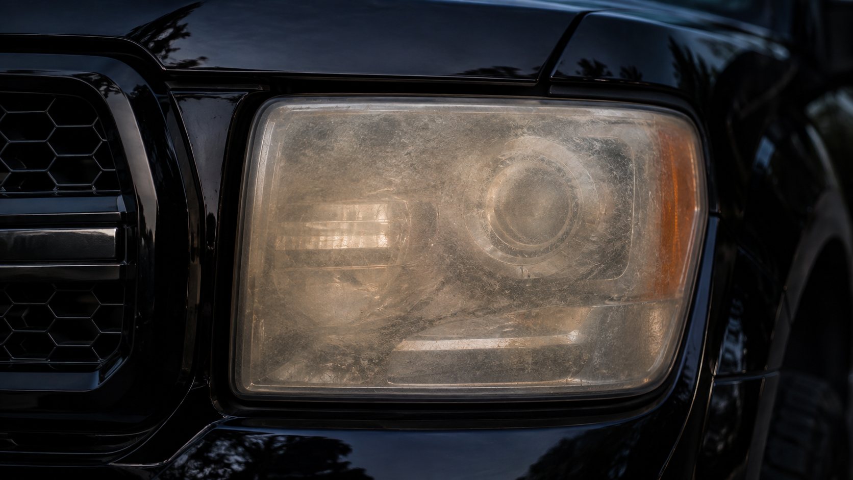 Hazy oxidized headlight