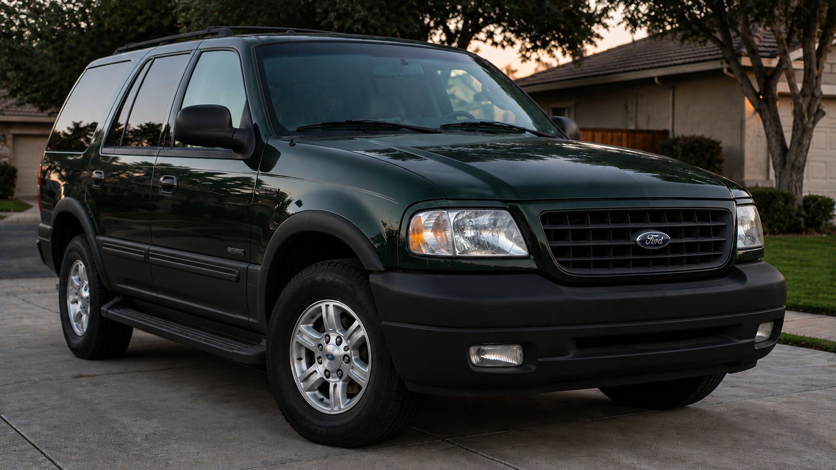 Same SUV with clear headlights and deep black trim