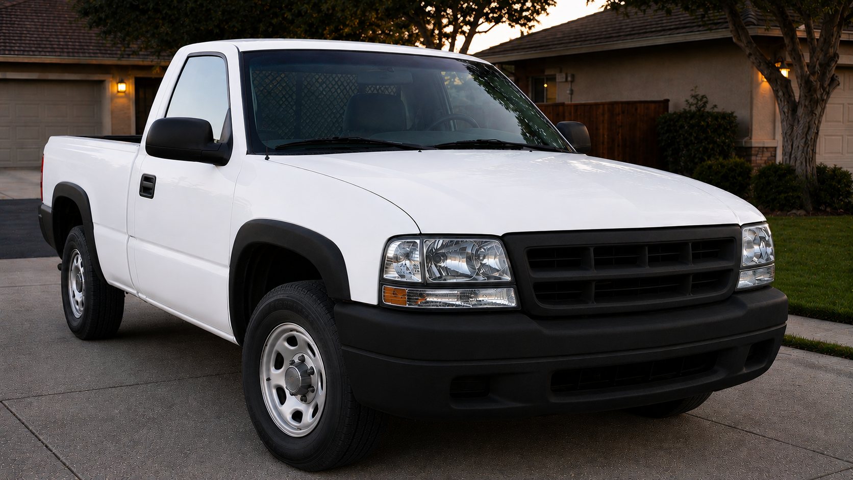 Same work truck with clear headlights and black trim